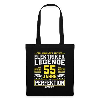 Elektriker 55. Geburtstag Männer 55 Jahre alt - Stoffbeutel - Schwarz - Vorne