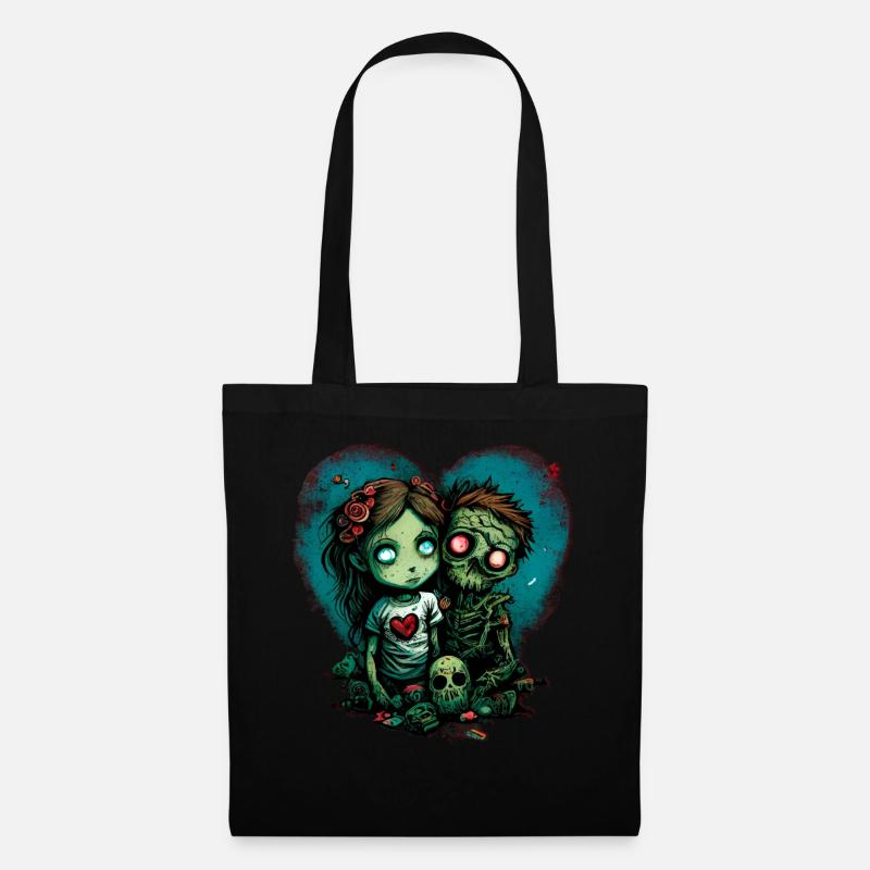 Zombie Skeleton Apocalypse Couple Funny Horror Val - Stoffbeutel - Schwarz