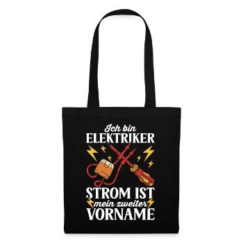 Elektriker Elektroinstallateur Elektroniker - Stoffbeutel - Schwarz - Vorne