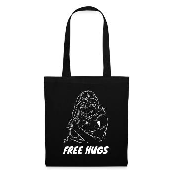 Free Hugs - Frau mit Hund - Stoffbeutel - Schwarz - Vorne