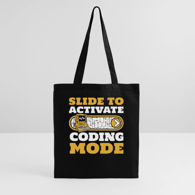 Slide To Activate Coding Mode Developer Coder Stoffbeutel