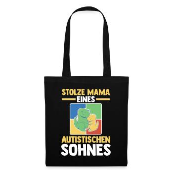 Mama Mutter Sohn Autismus Autist Autisten - Stoffbeutel - Schwarz - Vorne