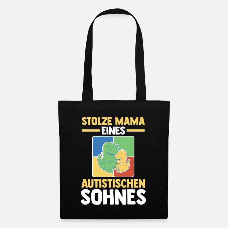 Mama Mutter Sohn Autismus Autist Autisten - Stoffbeutel - Schwarz