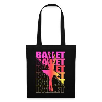 Ballett, Ballerina, Girl, Mädchen, Tanzen - Stoffbeutel - Schwarz - Vorne