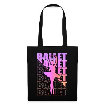 Ballett, Ballerina, Girl, Mädchen, Tanzen - Stoffbeutel - Schwarz - Vorne