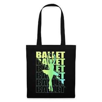 Ballett, Ballerina, Girl, Mädchen, Tanzen - Stoffbeutel - Schwarz - Vorne