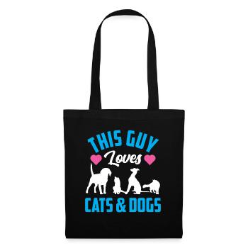 This guy loves cats and dogs Dog Cat - Tote Bag - black - Front
