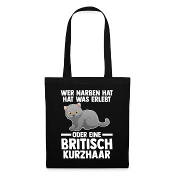 Britisch Kurzhaar Katze - Stoffbeutel - Schwarz - Vorne