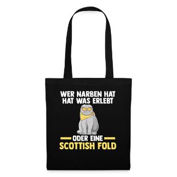 Scottish Fold Katze - Stoffbeutel - Schwarz - Vorne