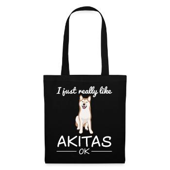 Akita Inu Hund Hundeliebhaber Spruch Geschenk - Stoffbeutel - Schwarz - Vorne