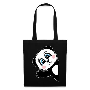 Panda Pandabär Geschenk Damen Herren Kinder - Stoffbeutel - Schwarz - Vorne
