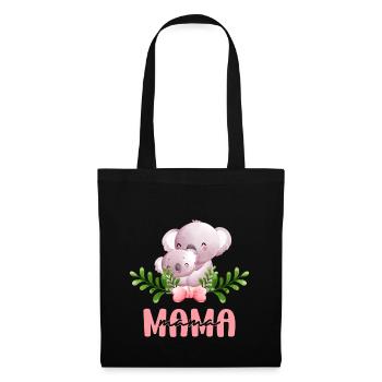 Maman, Koala, Mère, Enfant, Fleurs, L’amour de la mère - Sac en tissu - noir - Devant