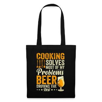 La cuisine résout la plupart de mes problèmes La bière noie le - Sac en tissu - noir - Devant