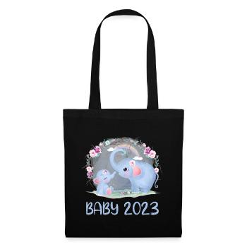 Bébé 2023 Éléphants mignons - Sac en tissu - noir - Devant