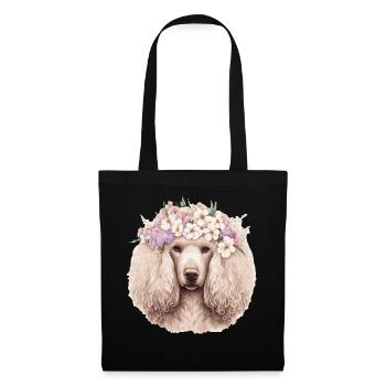 Cute Poodle Flower Crown Pet Dog Breed Floral Pupp - Tote Bag - black - Front