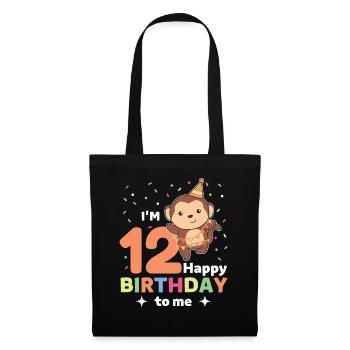 Monkey for the 12th birthday for children twelve years old - Tote Bag - black - Front