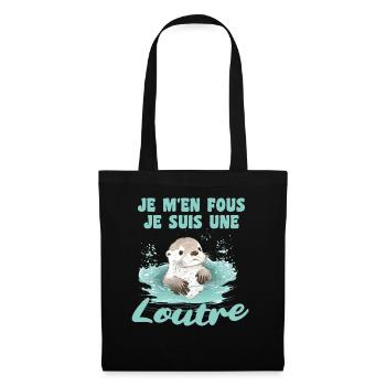 Je m'en fous je suis une loutre - süßer Otter - Stoffbeutel - Schwarz - Vorne