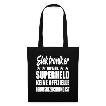 Elektroniker Superheld Spruch - Stoffbeutel - Schwarz - Vorne