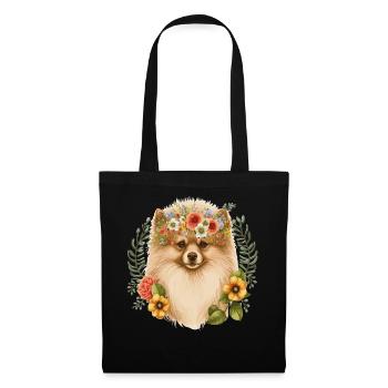 Cute Pomeranian Pom Flower Crown Pet Dog Breed Flo - Tote Bag - black - Front