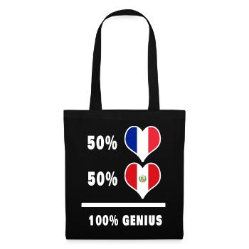 Pérou et France 100% génial Drapeaux - Sac en tissu - noir - Devant
