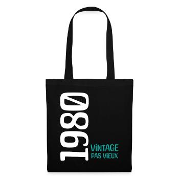 Anniversaire 1980 vintage 1980 - Sac en tissu - noir - Devant