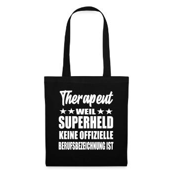 Therapeut Superheld Spruch - Stoffbeutel - Schwarz - Vorne