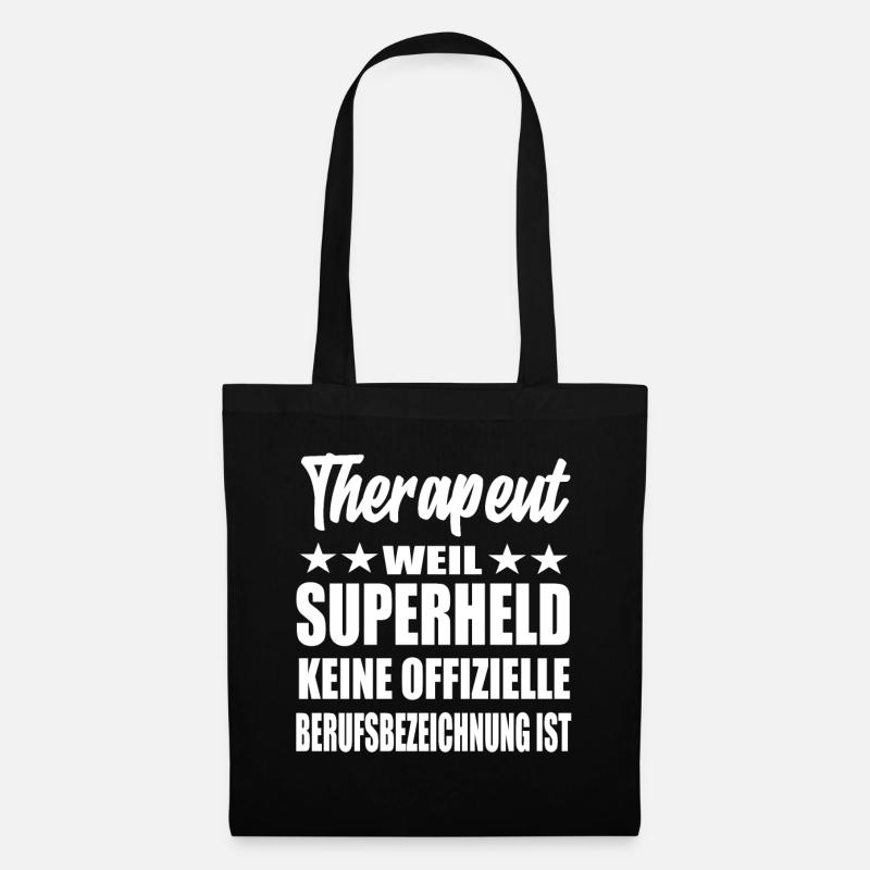 Therapeut Superheld Spruch - Stoffbeutel - Schwarz