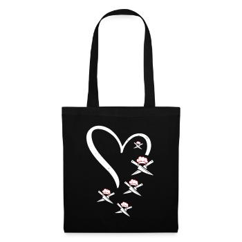 Couteaux croisés Couteaux de cuisson dans un cœur Chef cuisinier - Sac en tissu - noir - Devant
