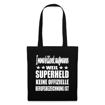 Immobilienkaufmann Superheld Spruch - Stoffbeutel - Schwarz - Vorne