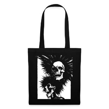 Horror Fan Totenkopf mit Irokesenschnitt Verrückter Punkrocker Wortspiel - Stoffbeutel - Schwarz - Vorne