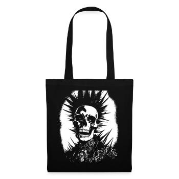 Anarchy Fan Skull with Mohawk Crazy Antisocial Pu - Tote Bag - black - Front