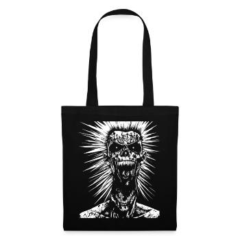 Horror Fan Totenkopf mit Irokesenschnitt Verrückter Punkrocker Wortspiel - Stoffbeutel - Schwarz - Vorne