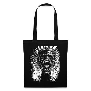 Crâne de fan d’horreur avec jeu de mots Mohawk Crazy Punkrocker - Sac en tissu - noir - Devant