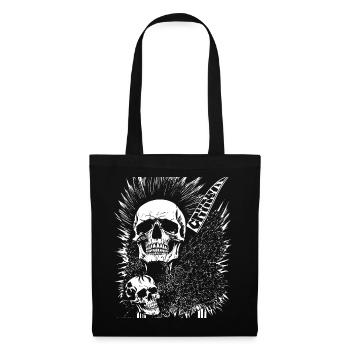 Horror Fan Totenkopf mit Irokesenschnitt Verrückter Punkrocker Wortspiel - Stoffbeutel - Schwarz - Vorne