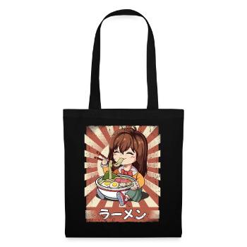 Ramen Anime Mädchen Nudelsuppe Ramen - Stoffbeutel - Schwarz - Vorne