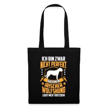Mein Irischer Wolfshund liebt mich Irish Wolfhound - Stoffbeutel - Schwarz - Vorne
