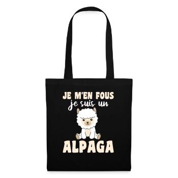 Je m'en fous je suis un alpaga - süßes Alpaka - Stoffbeutel - Schwarz - Vorne