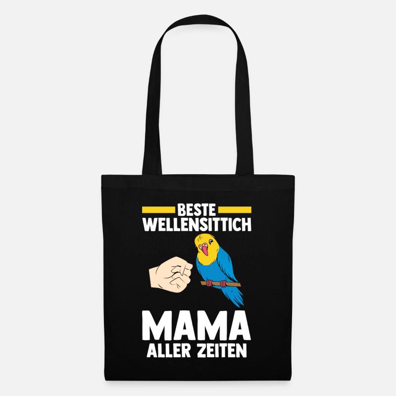 Vogel Mutter Sittch Mama Wellensittich - Stoffbeutel - Schwarz