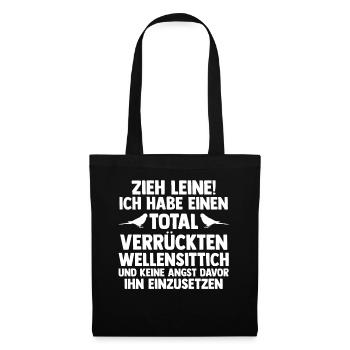 Vogel Sittch Wellensittich - Stoffbeutel - Schwarz - Vorne