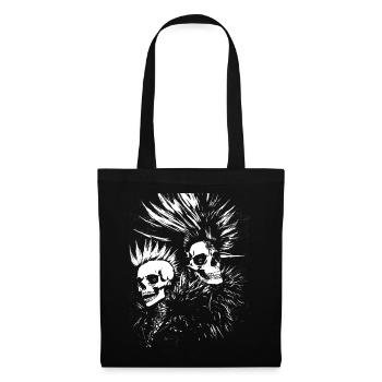 Punkrock Fan Skull mit Mohawk Crazy Antisocial P - Stoffbeutel - Schwarz - Vorne