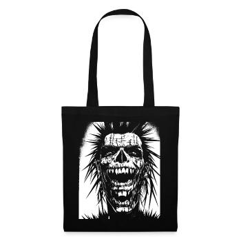 Crâne de fan de punkrock avec Mohawk Crazy Antisocial P - Sac en tissu - noir - Devant