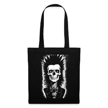 Crâne de fan de punkrock avec Mohawk Crazy Antisocial P - Sac en tissu - noir - Devant