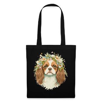 Cute Cavalier King Charles Spaniel Flower Crown Do - Stoffbeutel - Schwarz - Vorne
