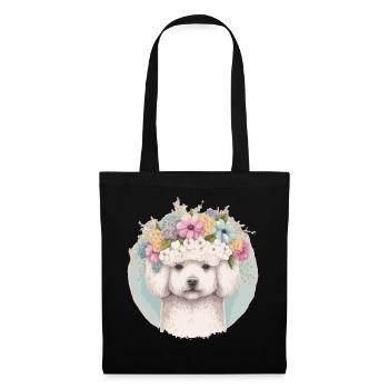 Mignon Bichon Frise Fleur Couronne Chien Floral Pupp - Sac en tissu - noir - Devant