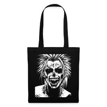 Punkrock Fan Totenkopf mit Irokesenschnitt Crazy Asocial P - Stoffbeutel - Schwarz - Vorne