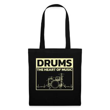 Drums Schlagzeuger Schlagzeugspieler Drummer - Stoffbeutel - Schwarz - Vorne