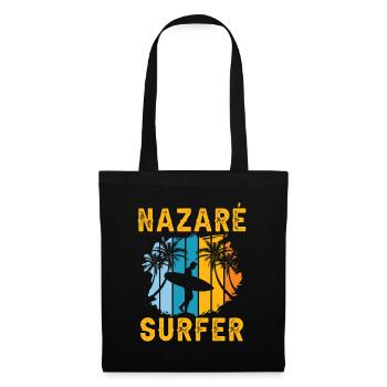 Nazaré Surfer Surfing Surfen Wellen - Stoffbeutel - Schwarz - Vorne