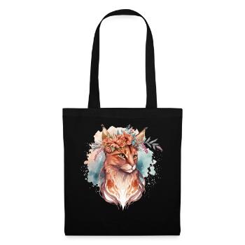 Cute Somali Cat Flower Crown Cats Pet Kitten - Stoffbeutel - Schwarz - Vorne
