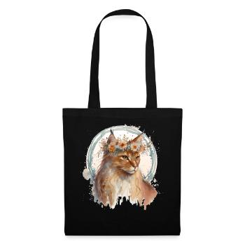 Cute Somali Cat Flower Crown Cats Pet Kitten - Stoffbeutel - Schwarz - Vorne