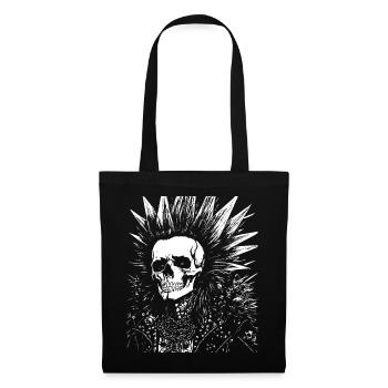 Crâne de fan de punkrock avec Mohawk Crazy Antisocial P - Sac en tissu - noir - Devant